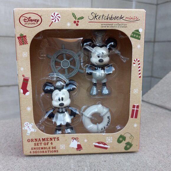 Disney Store Sketchbook Minis Mickey & Minnie Holiday Ornaments - Picture 1 of 9